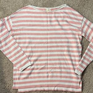 Caslon Pink and White Striped Boatneck Sweater